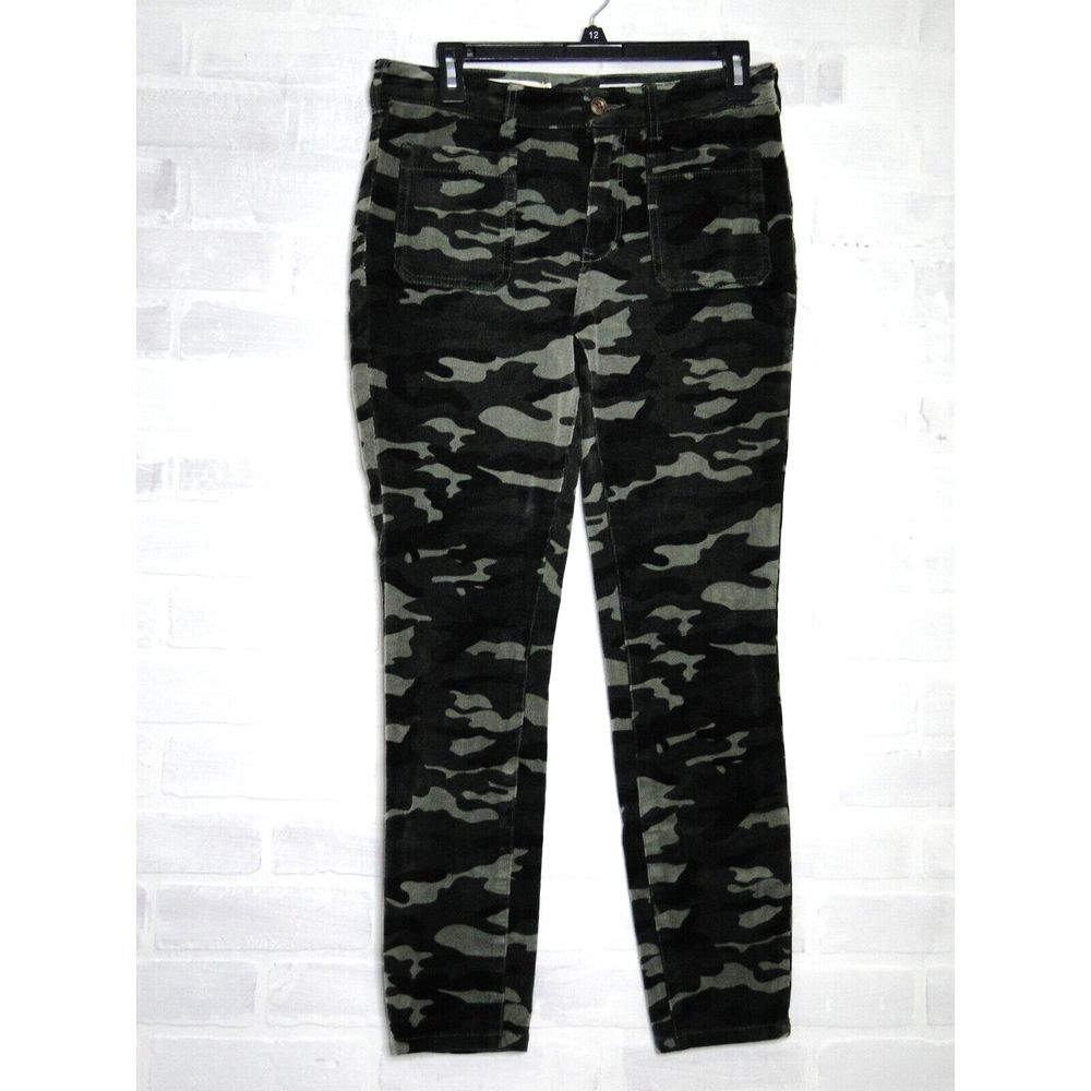 Pilcro and the Letterpress Anthropologie Velvet Camo Skinny High Rise Pant-SZ 28